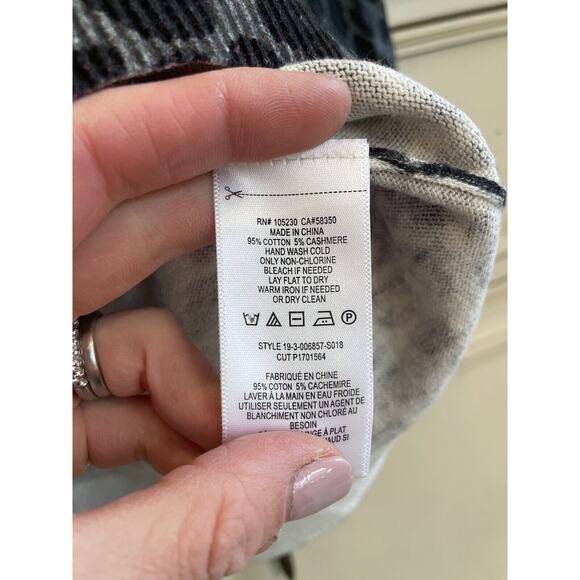 Equipment REI Crew Neck Leopard Print Sweater Black Gray Cotton Cashmere XS‎ NWT - Picture 5 of 8